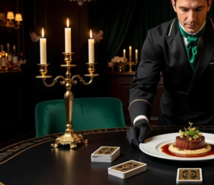 Séf signature fine dining fogása művészi tálalásban, póker esthez komponálva.