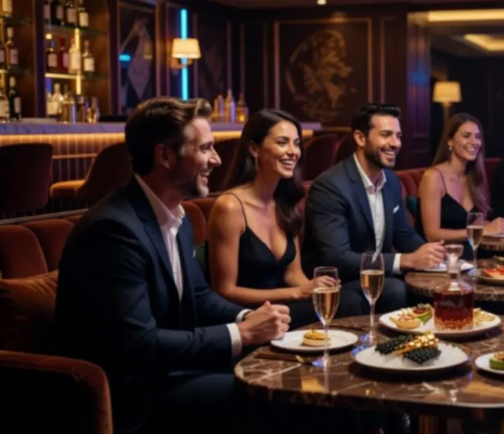 Cinematic hangulatú lounge galéria vibráló esték és pókeresemények pillanataival